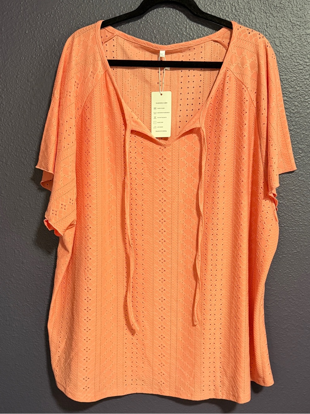 Rosriss Peachy Orange Eyelet Top NWT
